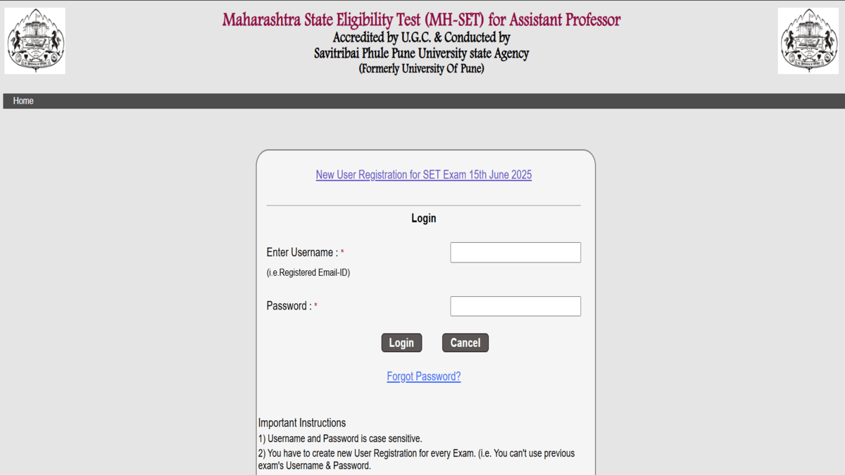 MH SET Application Form 2025 Out At Setexam unipune ac in Direct 