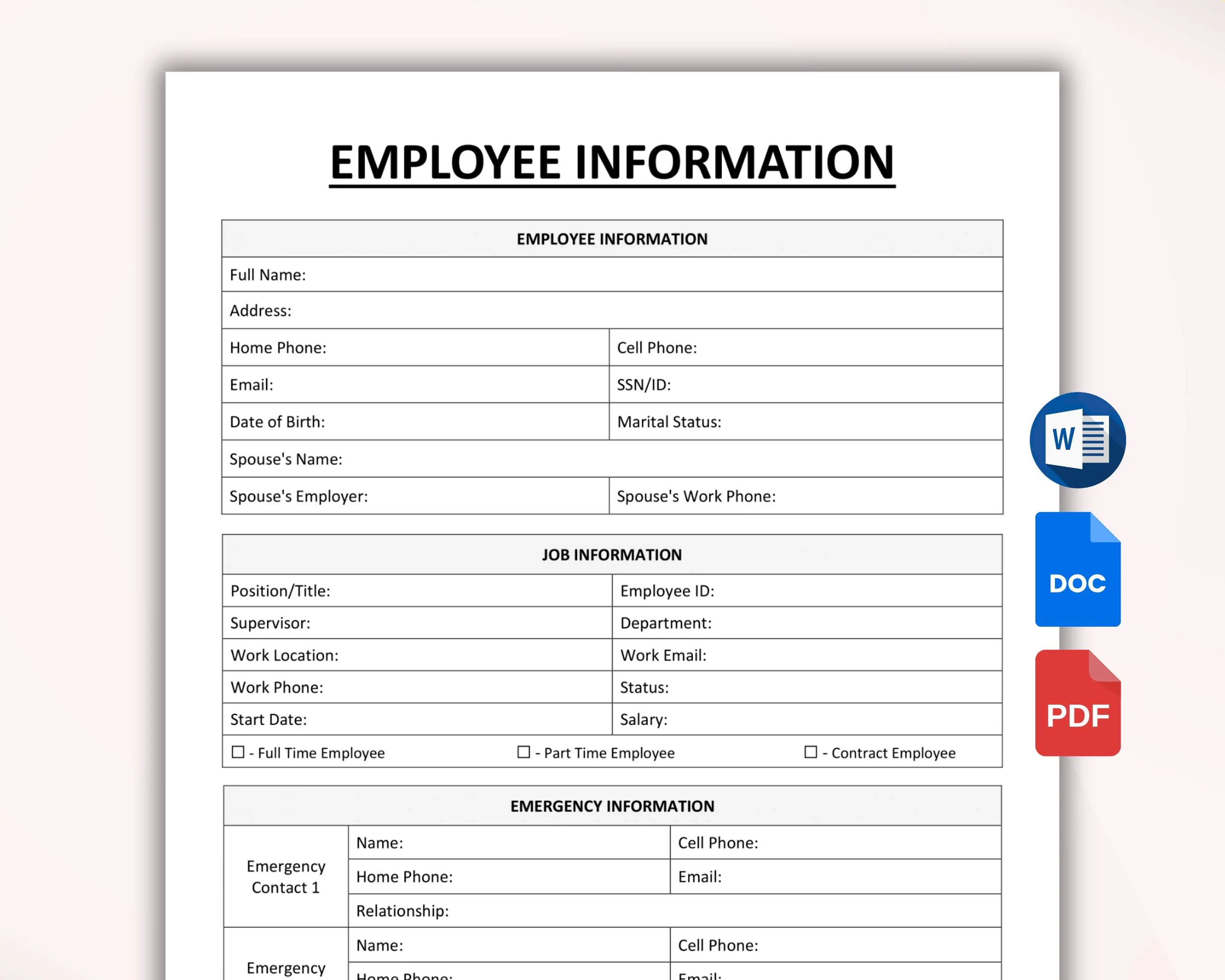 Form For New Employee