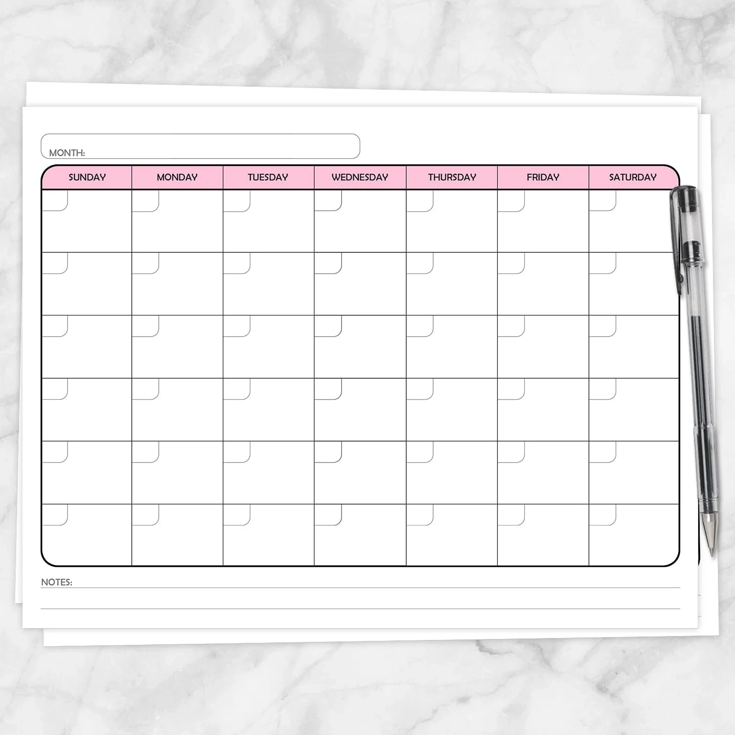 Blank Calendar Month Printable