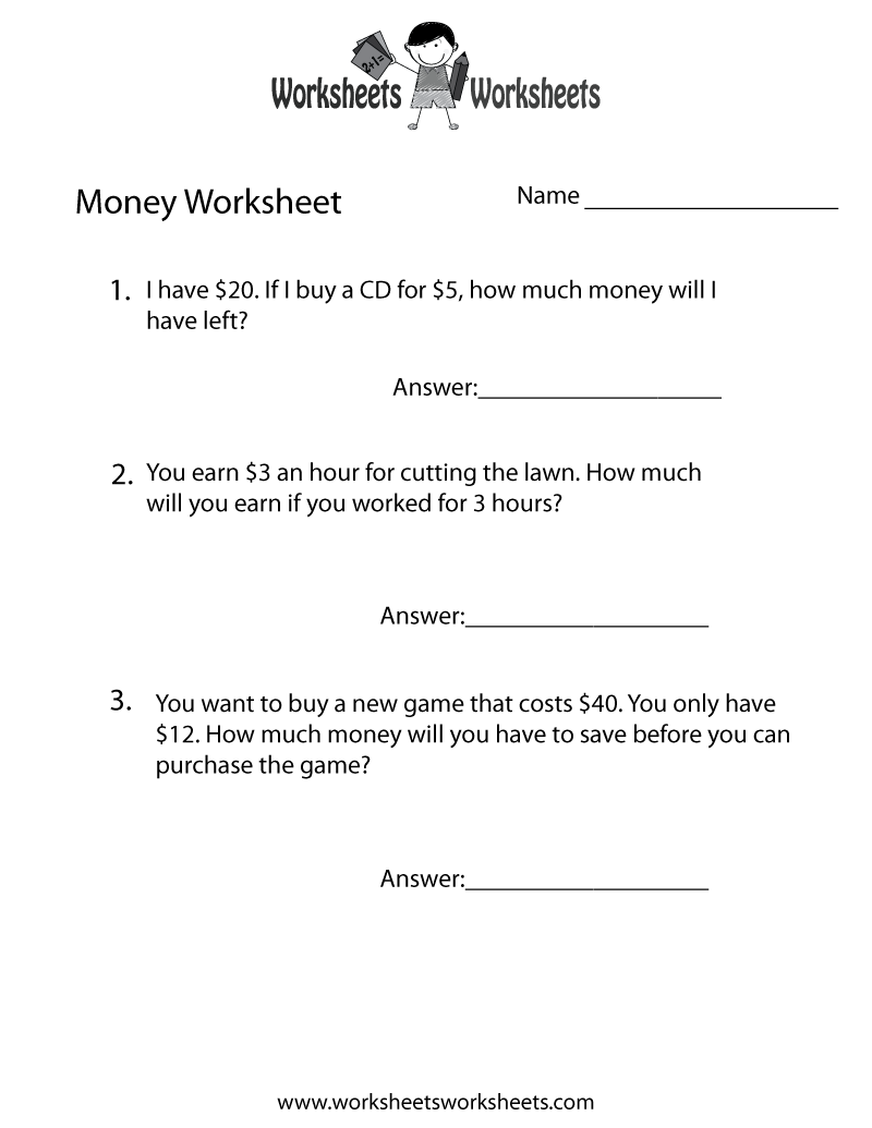 Money Word Problems Worksheet Worksheets Library
