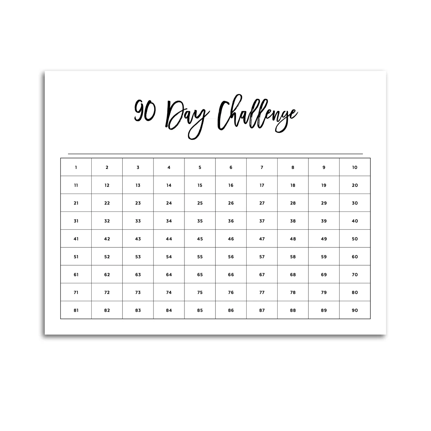 Monthly Calendar 90 Day Calendar Printable 90 Day Challenge 