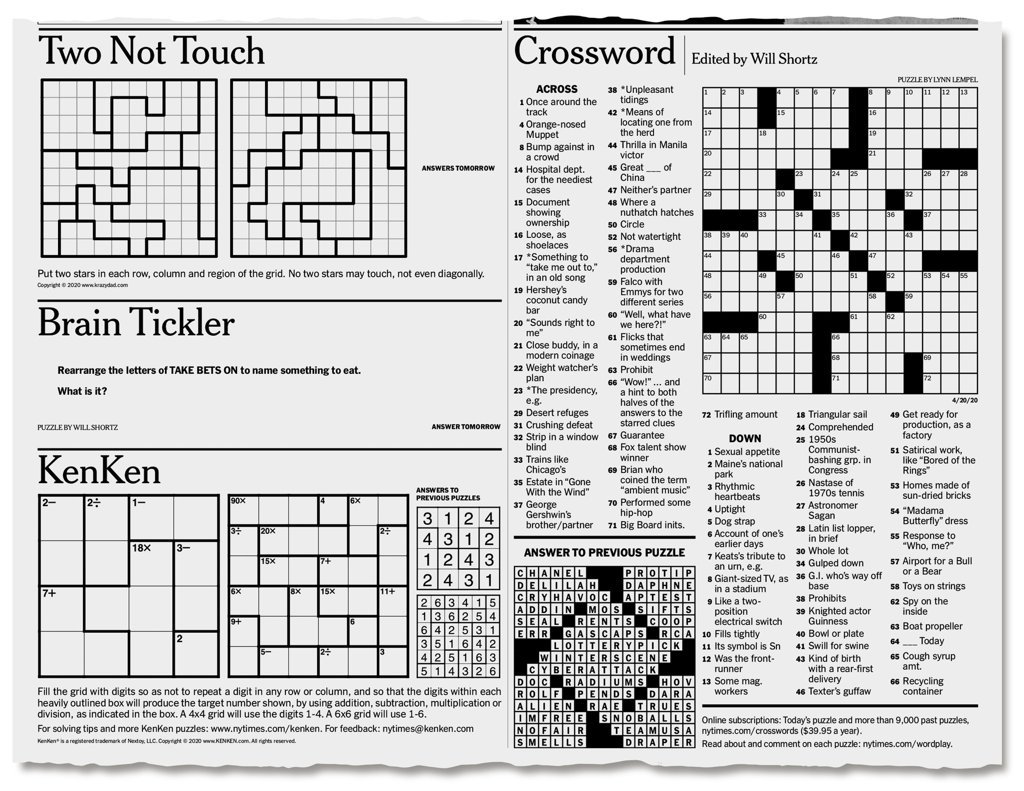 Monday Ny Times Crossword Printable