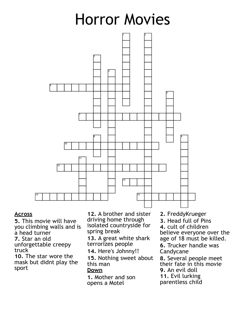 Free Printable Movie Themed Crossword Puzzles