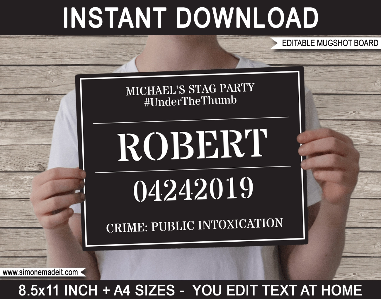 Mugshot Sign Board Printable Mug Shot Board Photo Booth Prop 