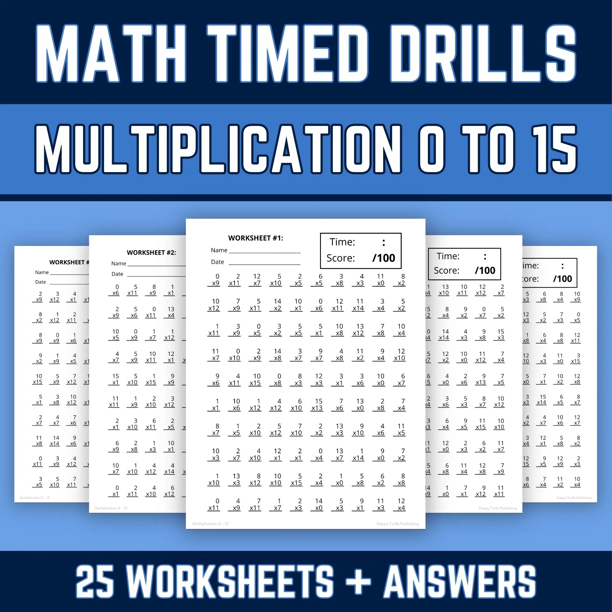 Multiplication Facts 0 To 15 Printable Worksheets With Answer Keys 