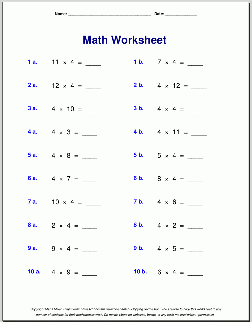 Printable Math Worksheets For 3rd Grade