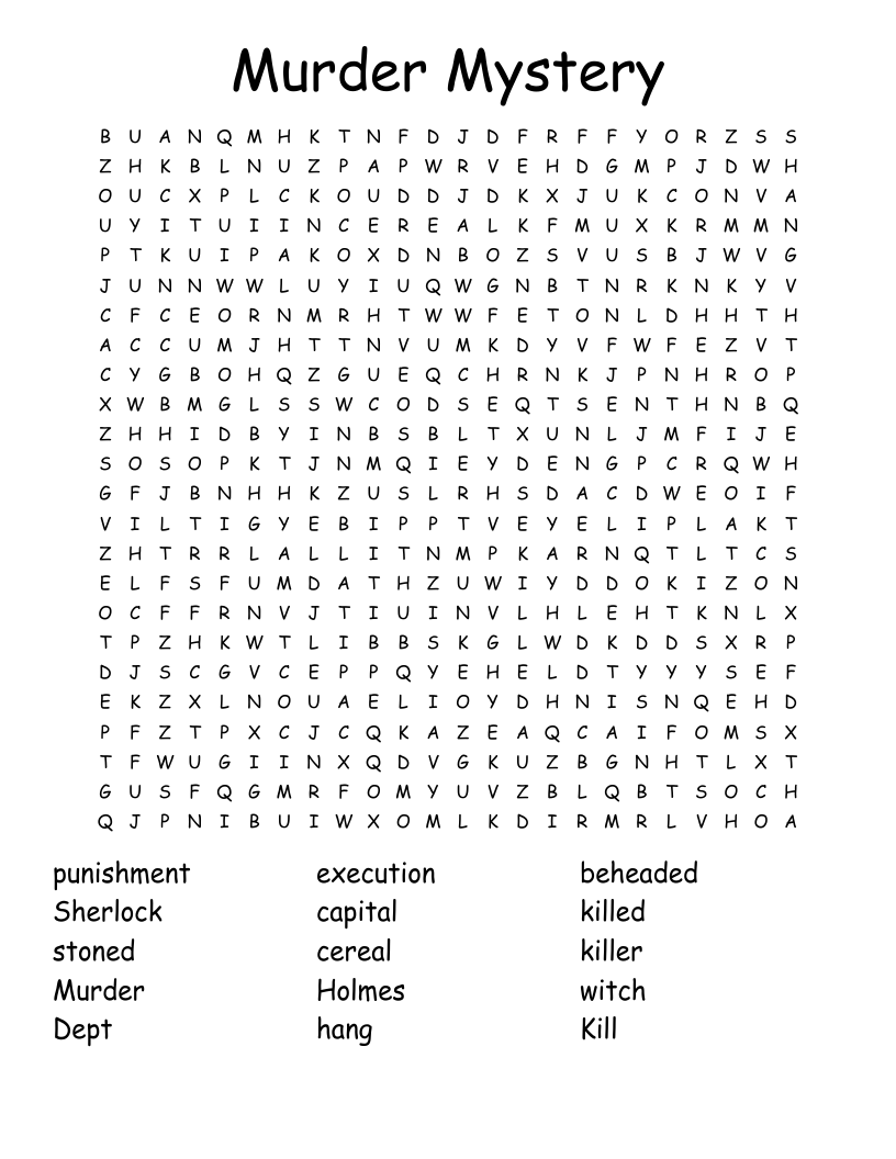Mystery Crossword Puzzles Printable