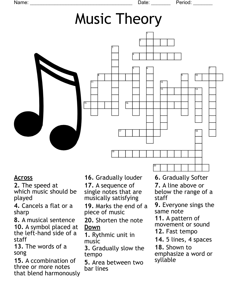 Free Music Crossword Puzzles Printables