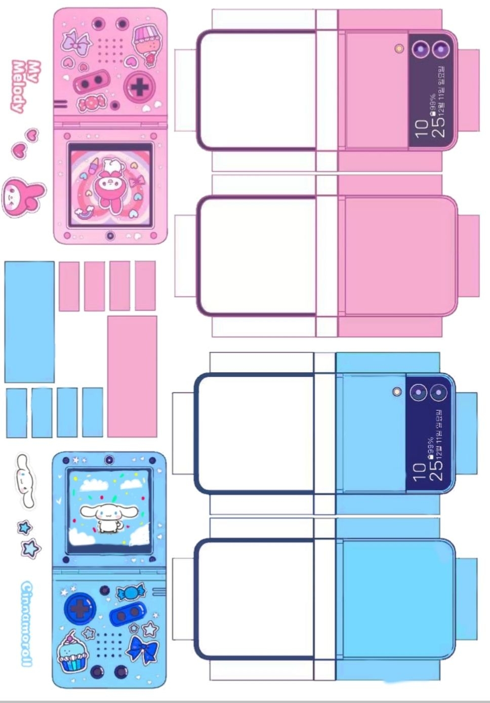 My Melody And Cinnamoroll Paper Flip Phone 