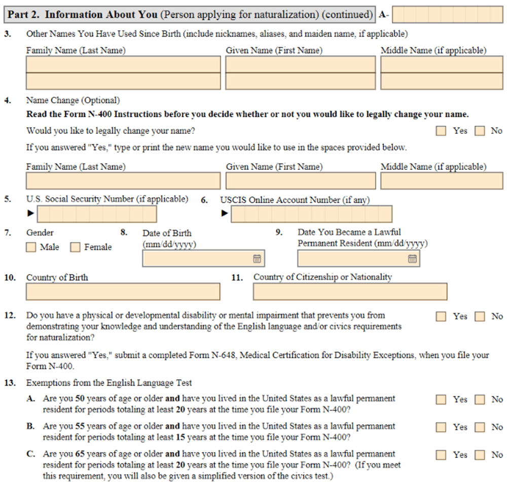 Uscis Form N-400 Printable