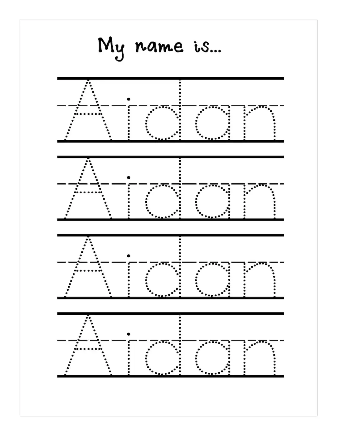 Printable Name Tracing Worksheets Preschool