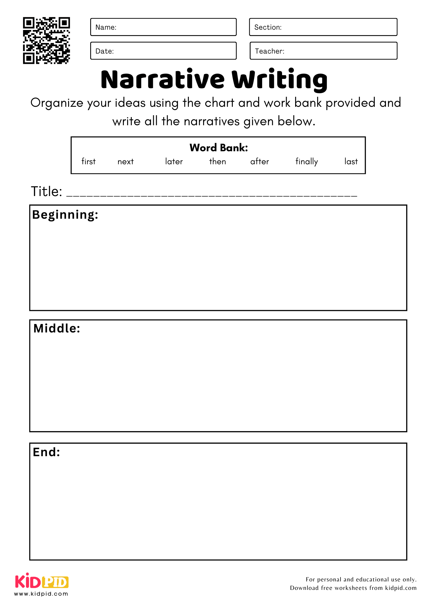 Writing Worksheets For 2nd Graders Printable