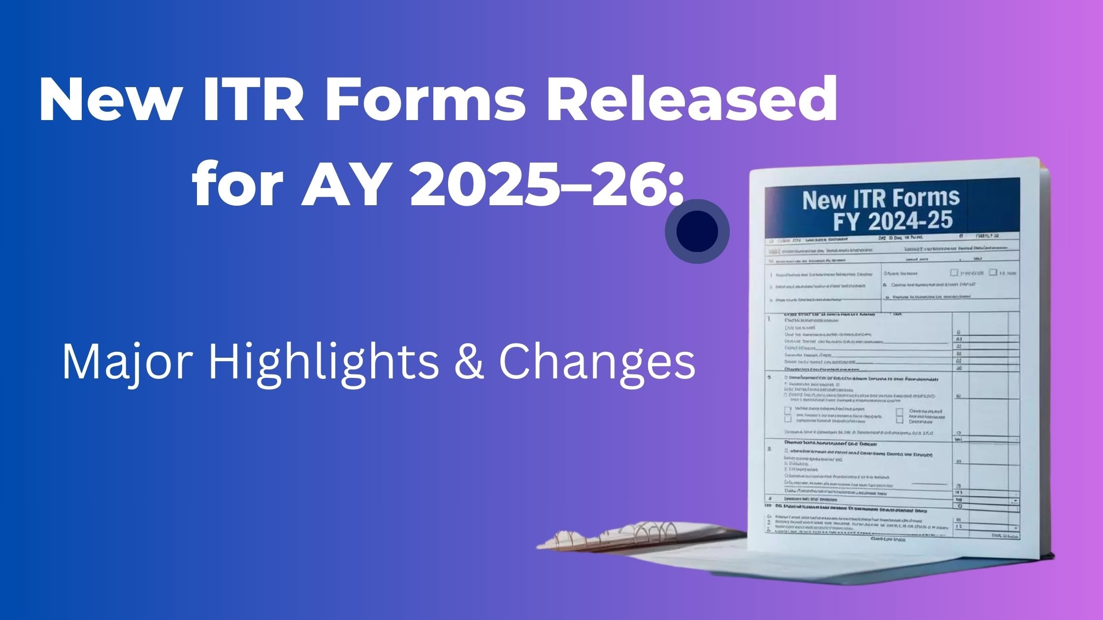 New ITR Forms Released For AY 2025 26