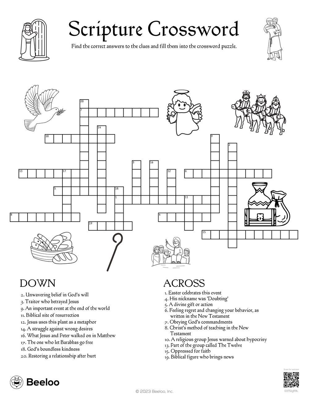 Free Printable Sunday School Crossword Puzzles