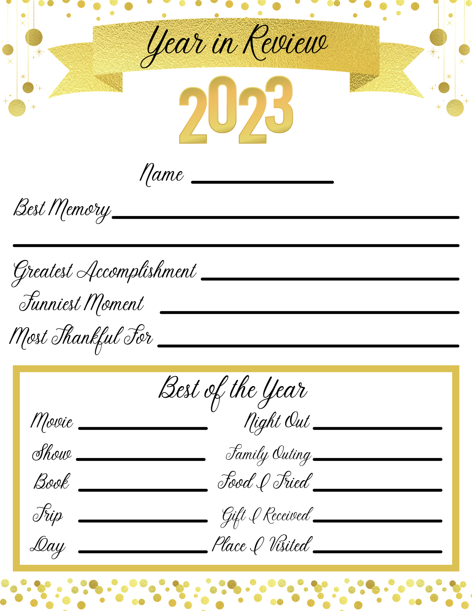 Free Printable Year In Review Template
