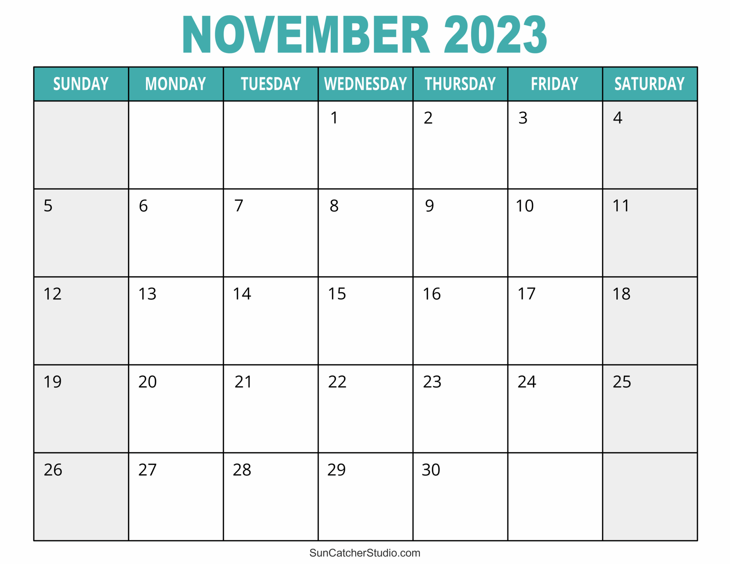 Blank November To January Calendar Printable