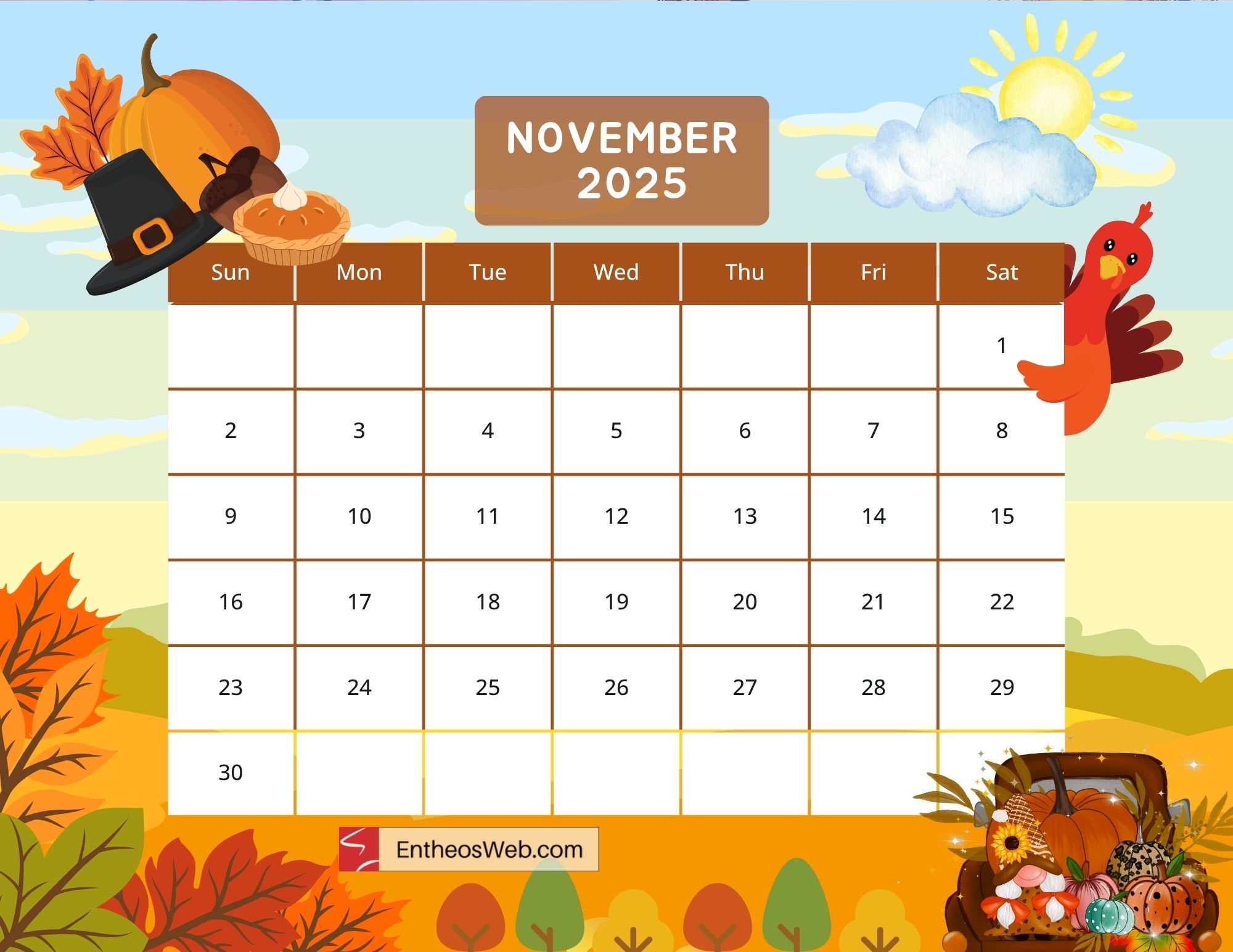 November 2025 Calendar Free Printables EntheosWeb
