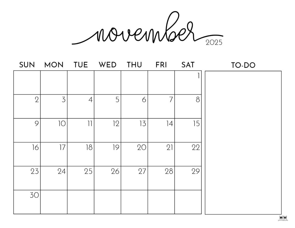 Printable November Calendar To Do List