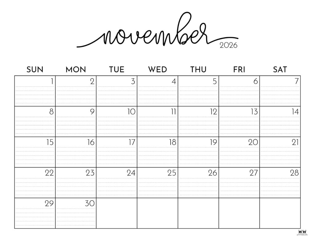 Calendar 2026 Calendar November 2026 Printable