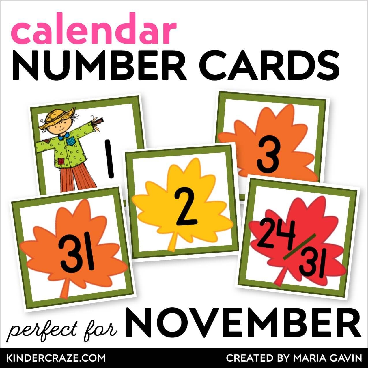 November Calendar Pieces Printable