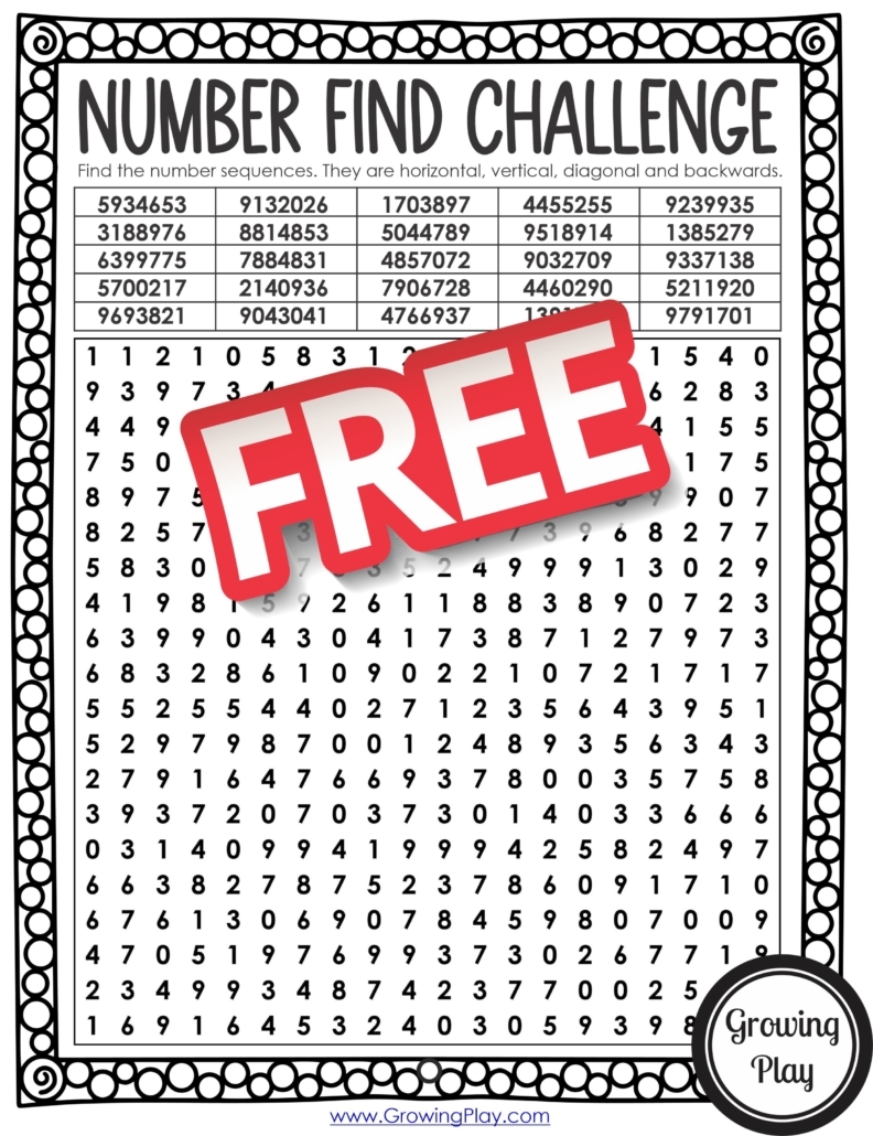 Free Printable Number Search Puzzles Adults