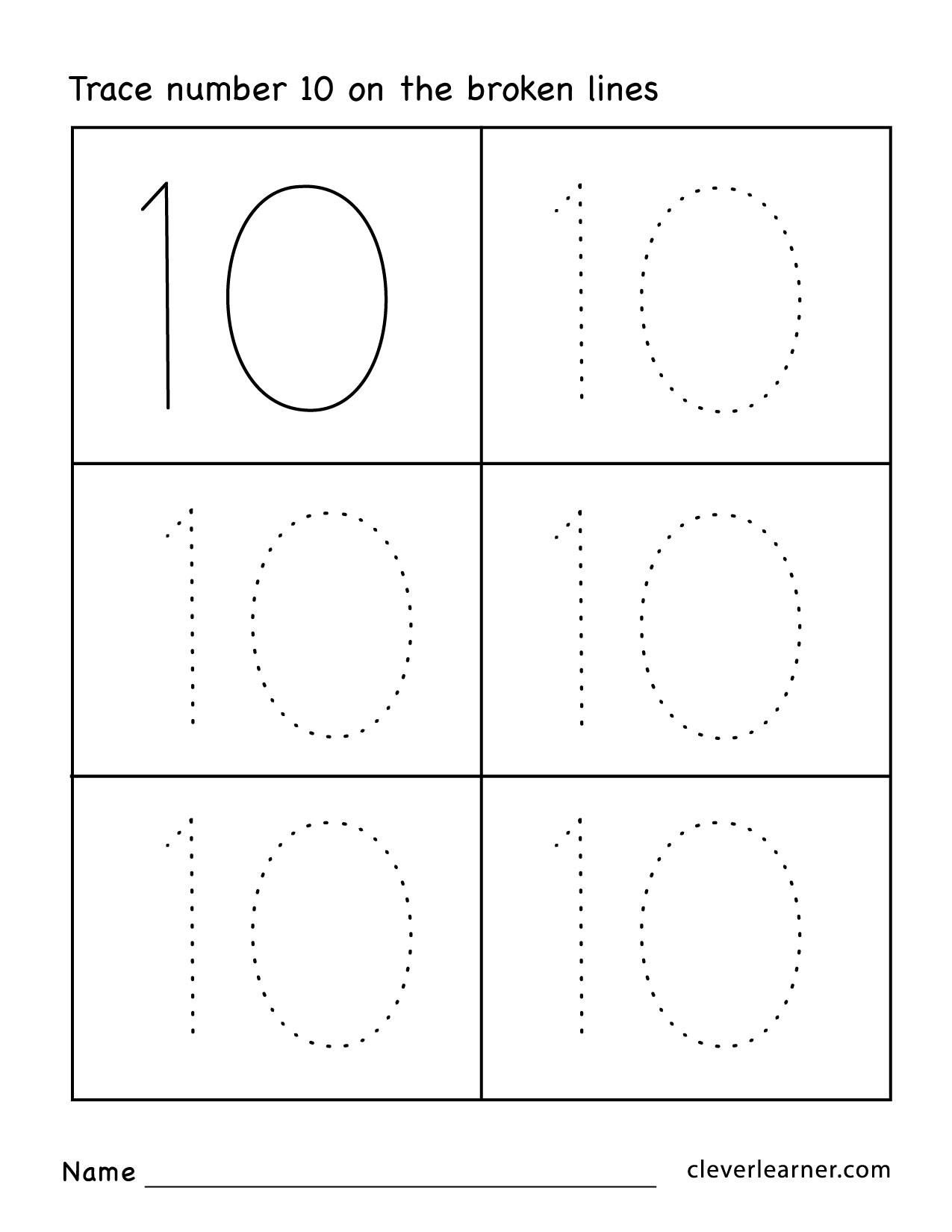 Number Ten Writing Counting And Identification Printable 
