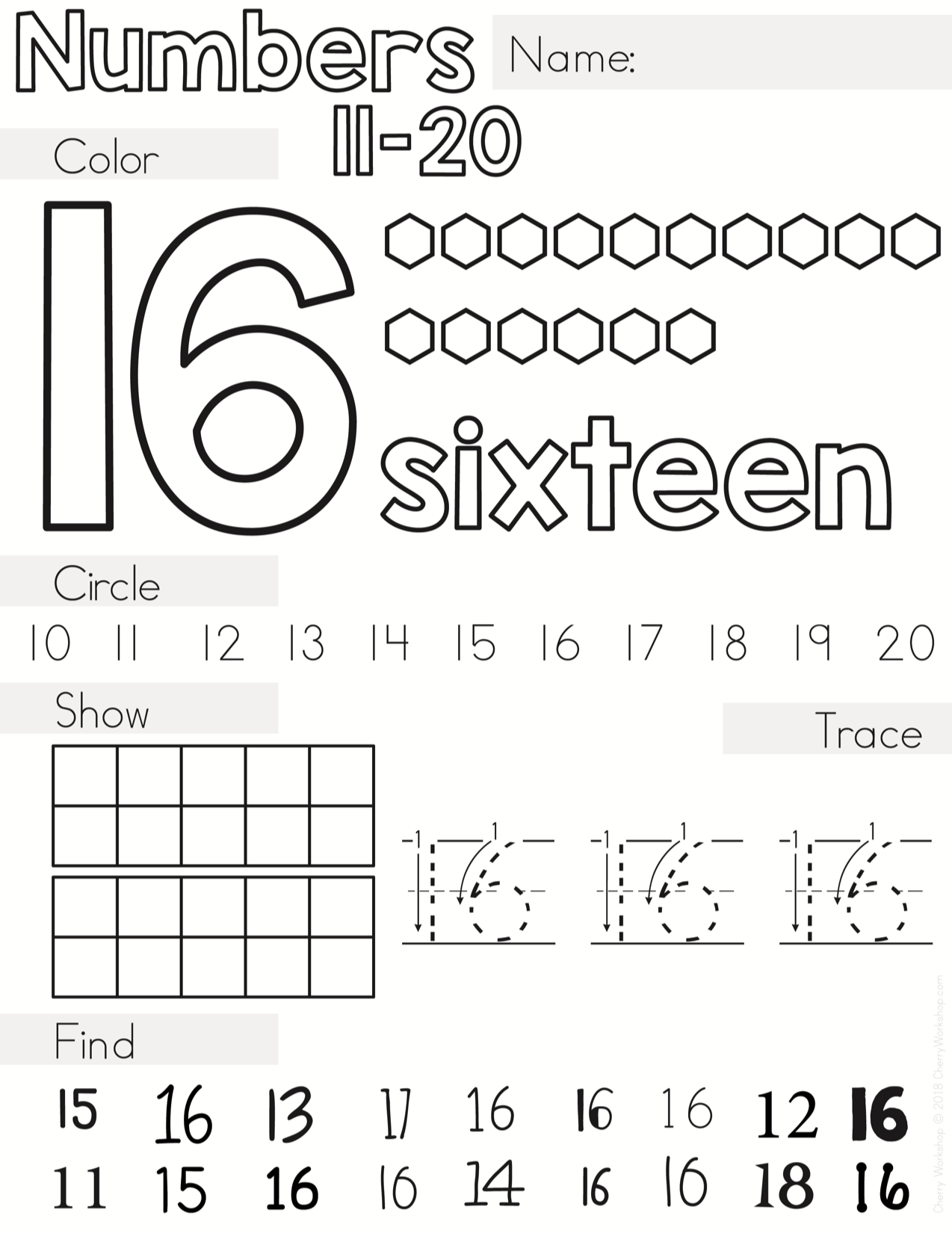 Free Printable Number Worksheets 11-20