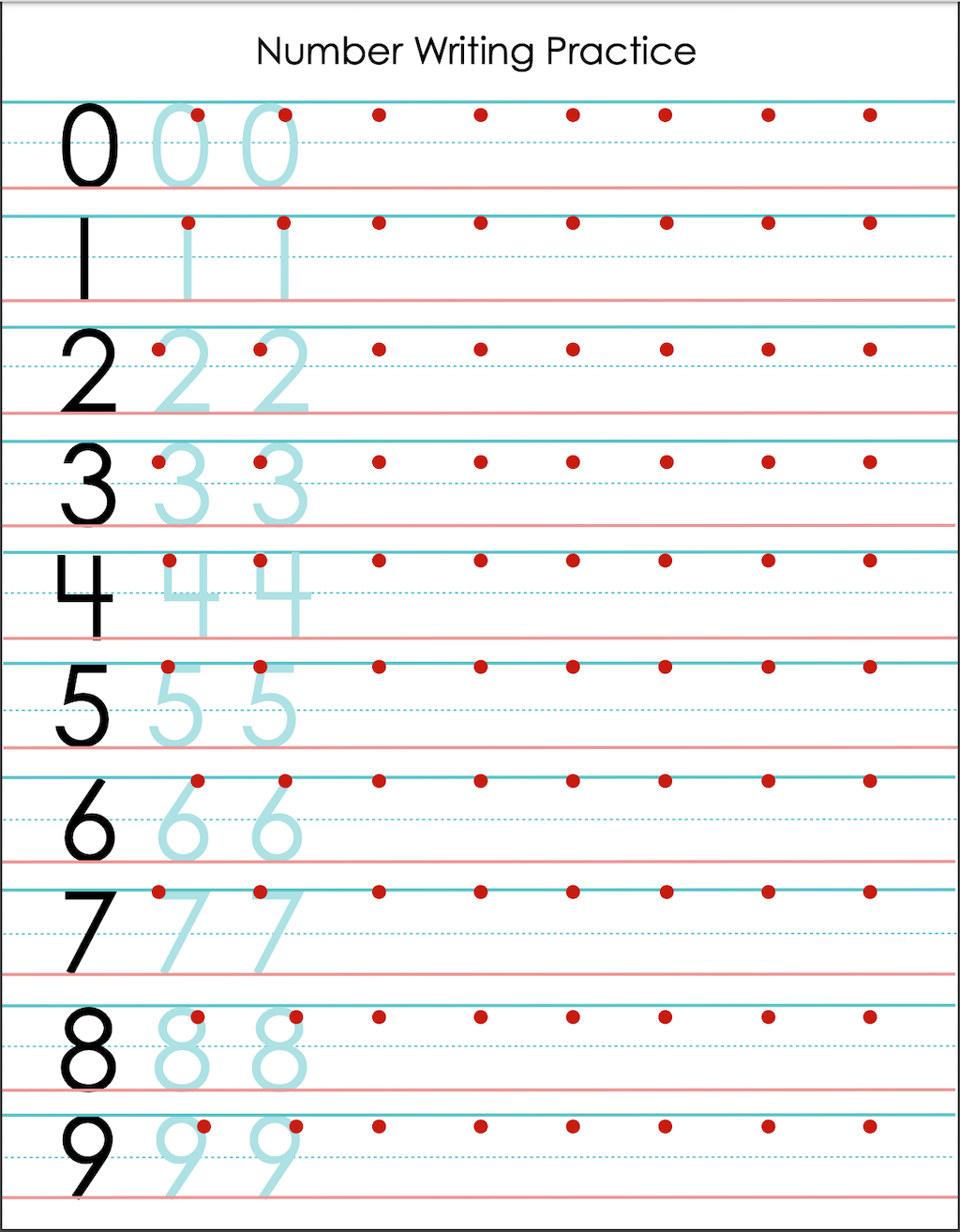 Number Writing Practice Sheet Free Printable Flanders Family 