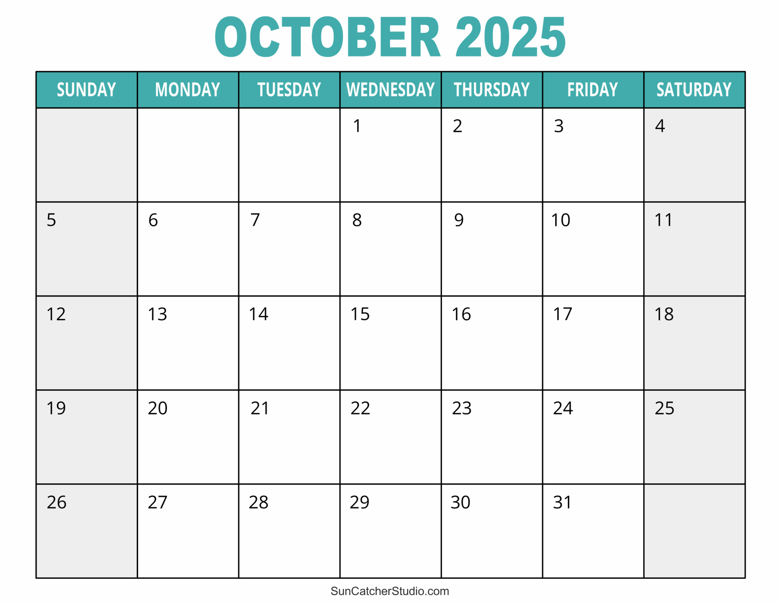 October 2025 Calendar Free Printable Free Printables 