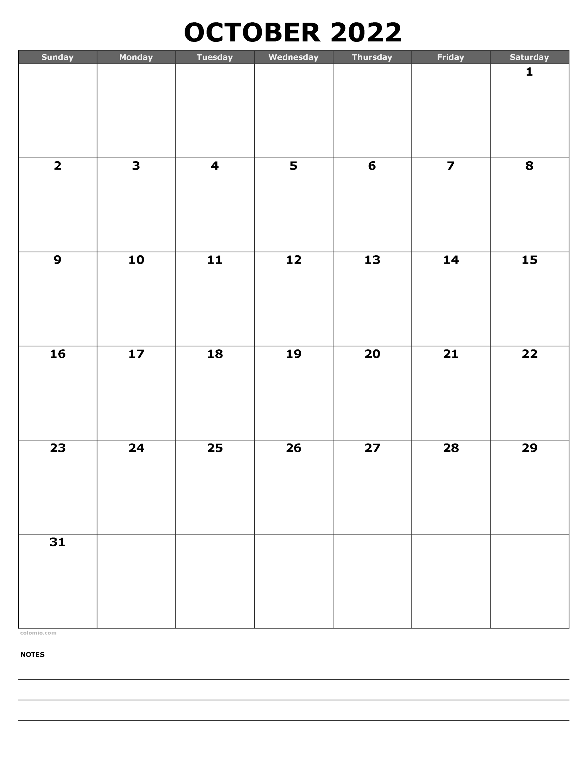 October 2025 Calendar Free Printable PDF XLS And PNG