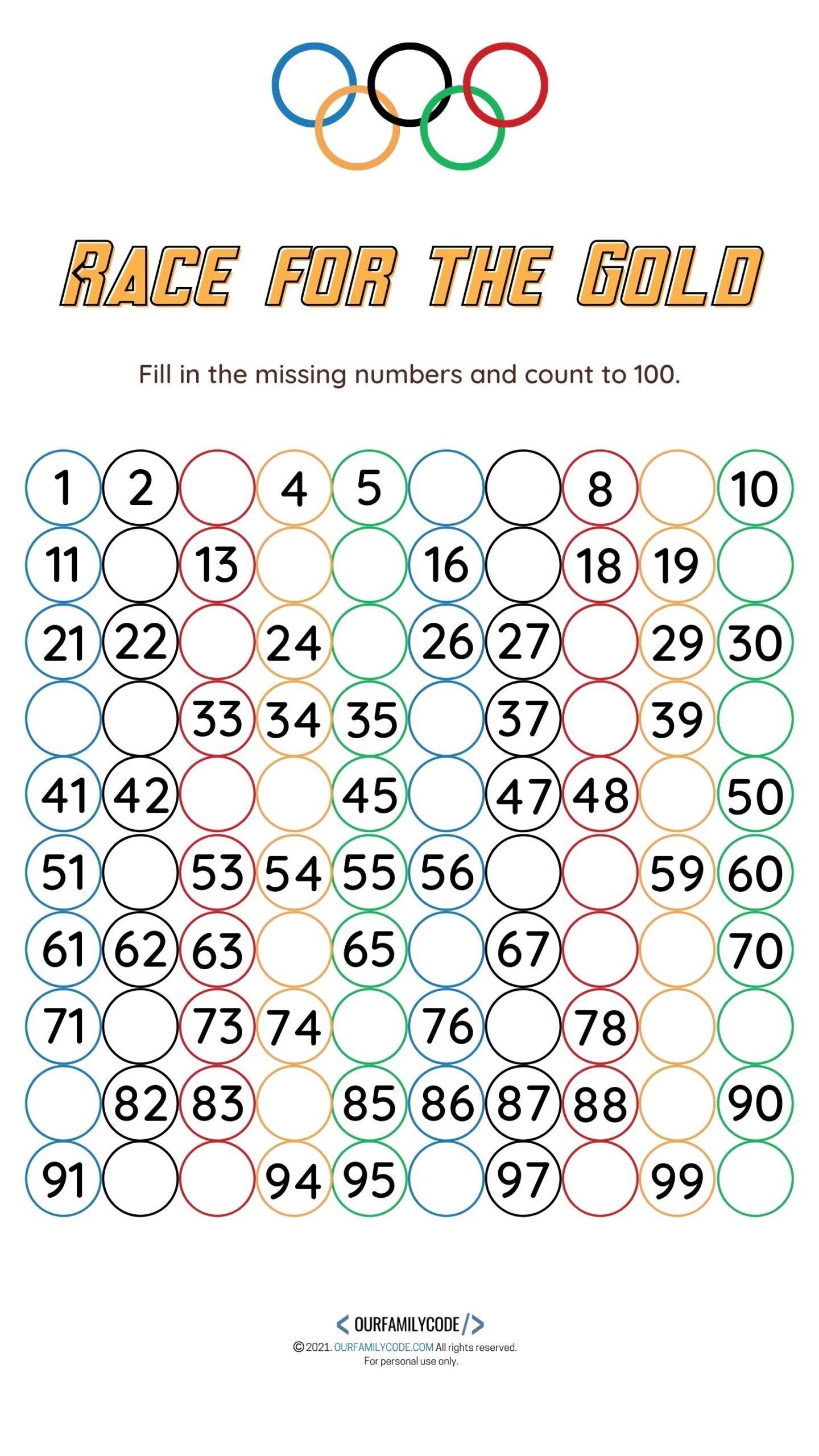 Free Printable Olympic Worksheets