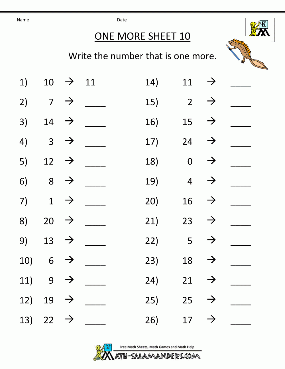 One More Worksheet