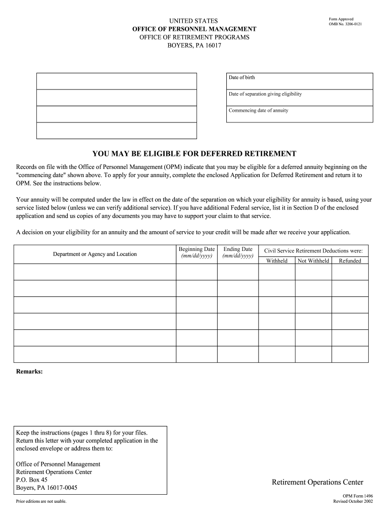 Opm 3206 0190 2002 Form Fill Out amp Sign Online DocHub