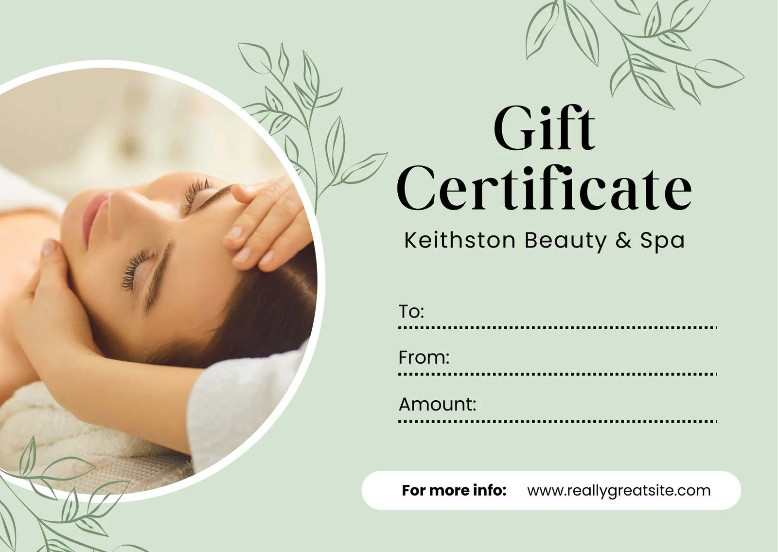 Page 2 Free Printable Customizable Spa Gift Certificate 