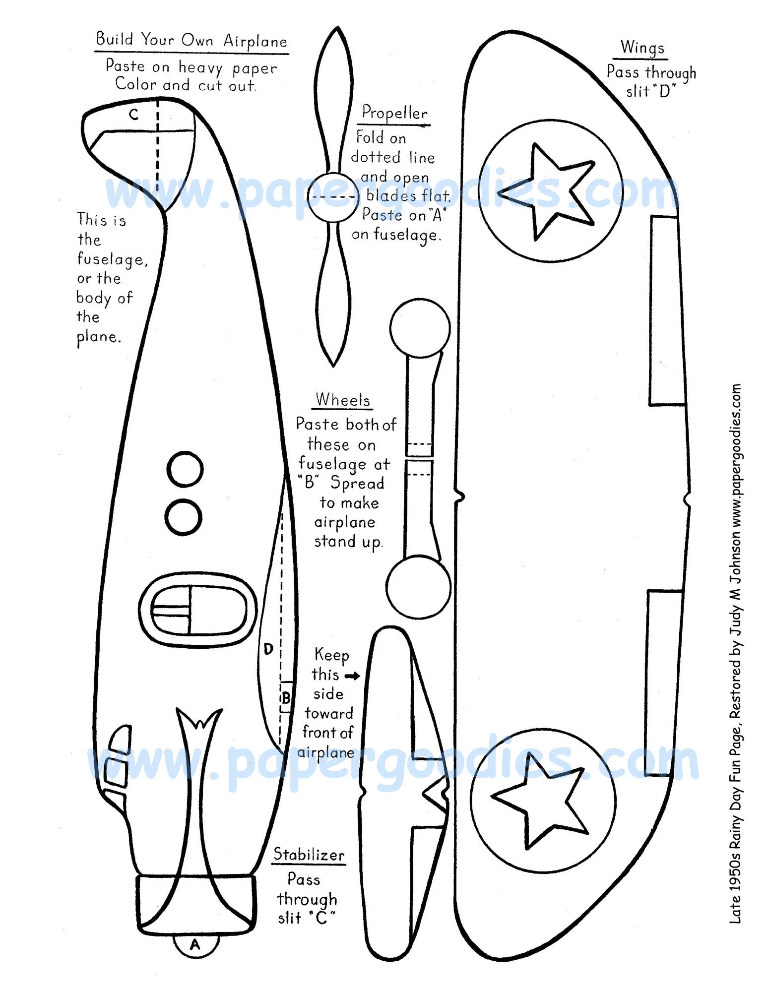 Paper Airplane Color cut fly Toy printable Digital Download Etsy