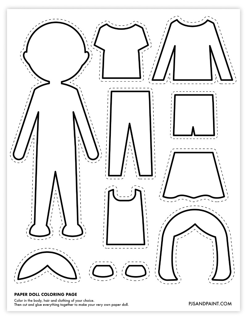 Paper Doll Template Colored Girl Free Printable Paper Dolls Paper 