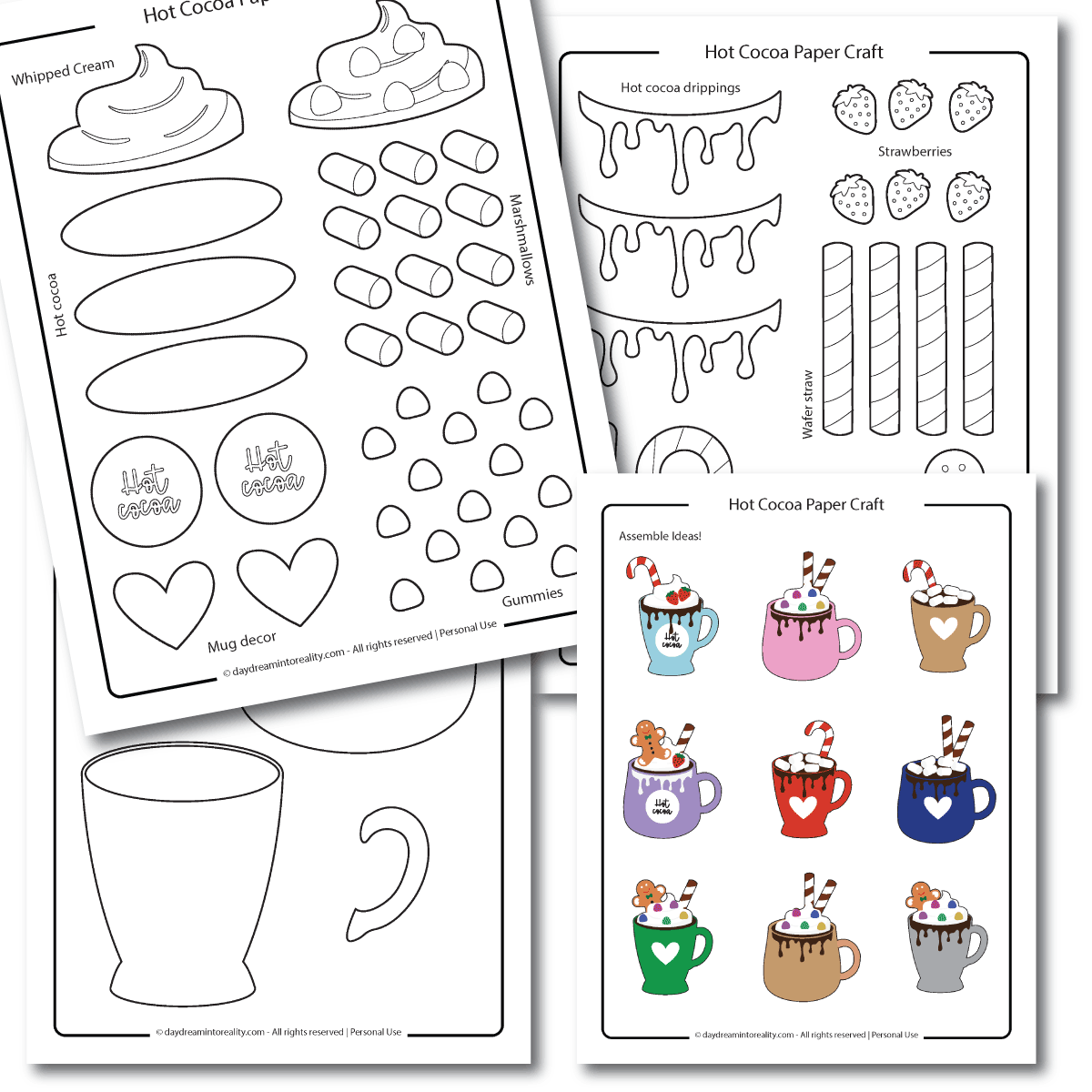 Paper Hot Cocoa Craft For Kids FREE PDF Template Daydream 