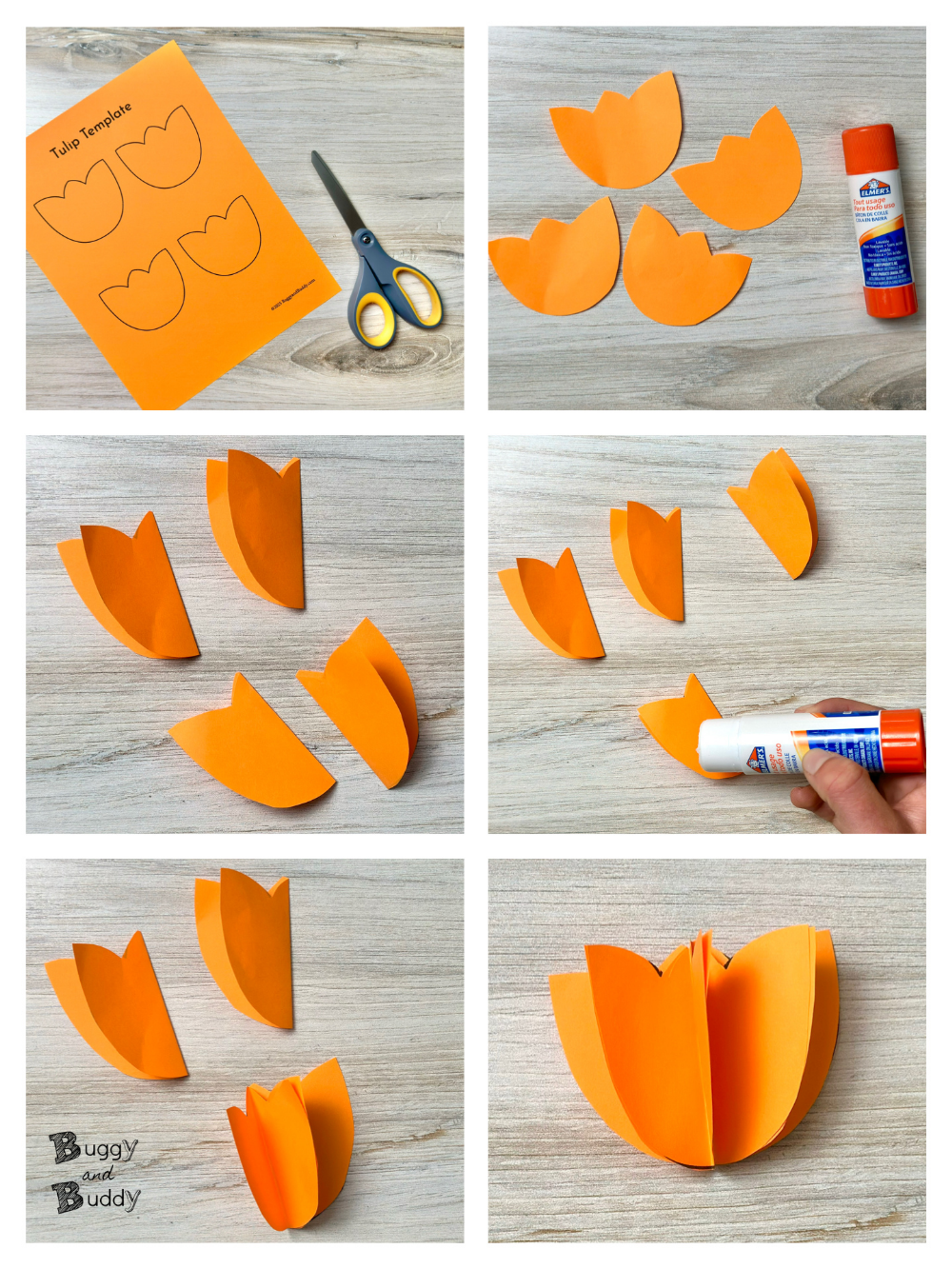 Paper Tulip Flower Bouquet Craft With Free Template Buggy And Buddy