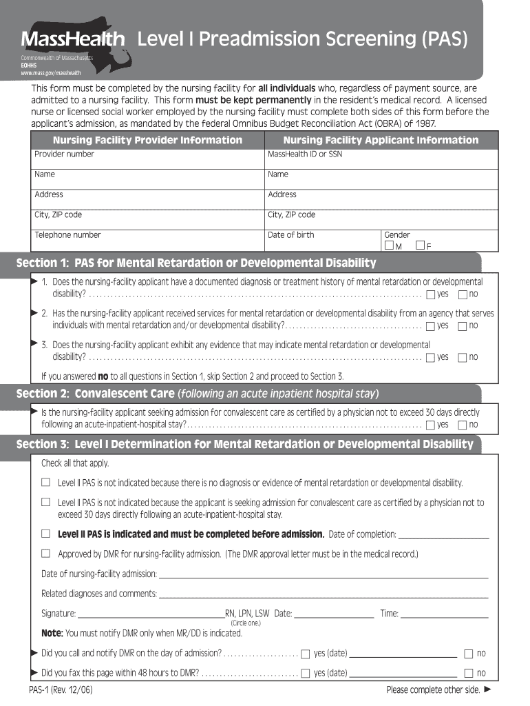 Pas1 Form Printable