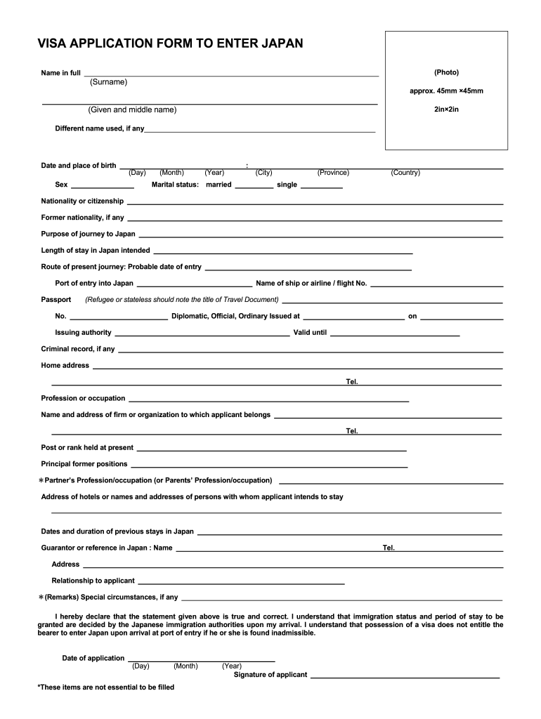 Passportmax Japan VISA App Form Fill Online Printable Fillable 