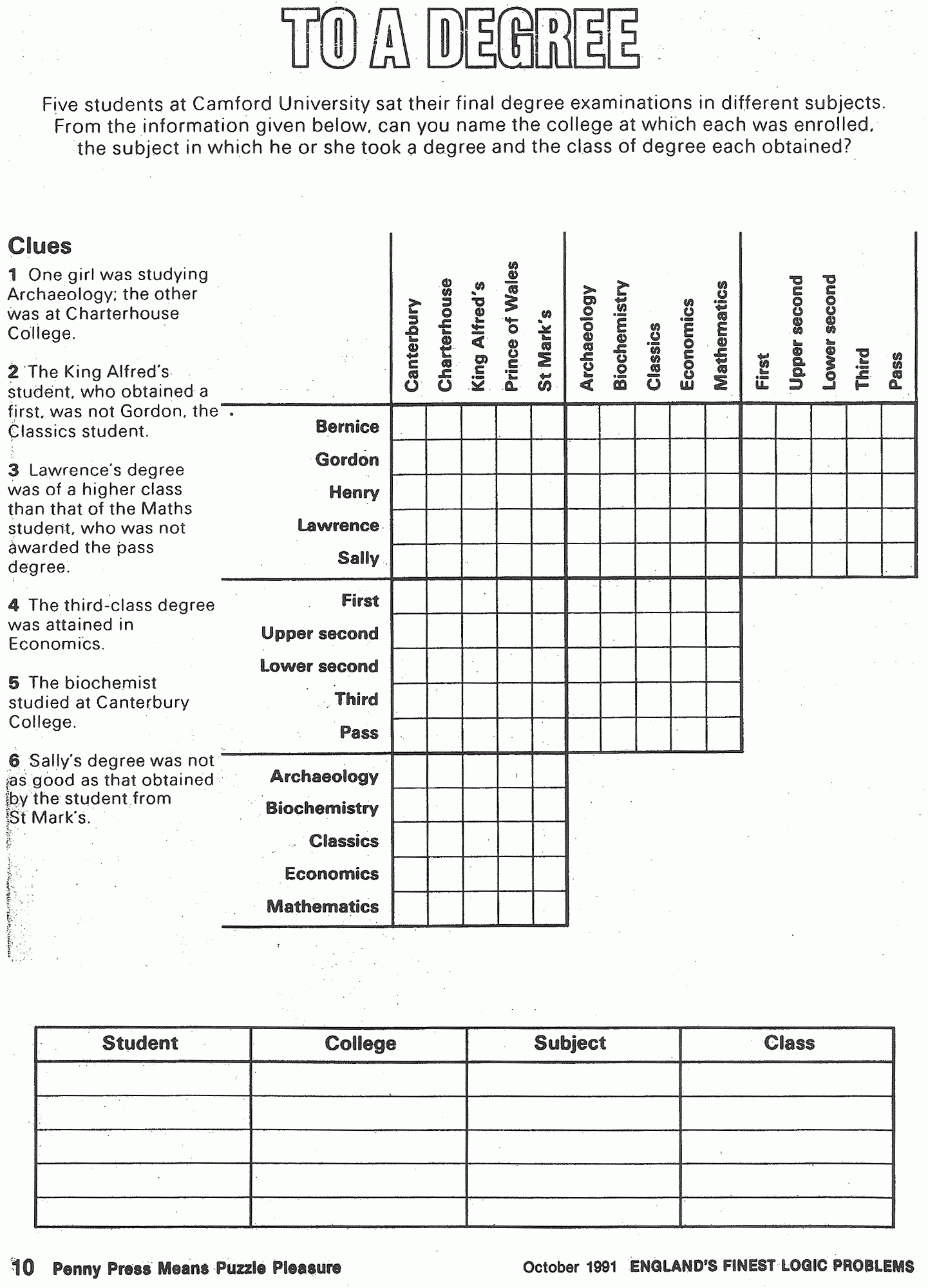 Logic Puzzles Printable For Adults