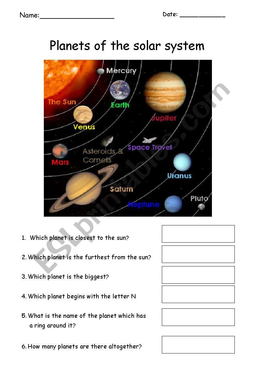Planets Quiz ESL Worksheet By Catacc 20