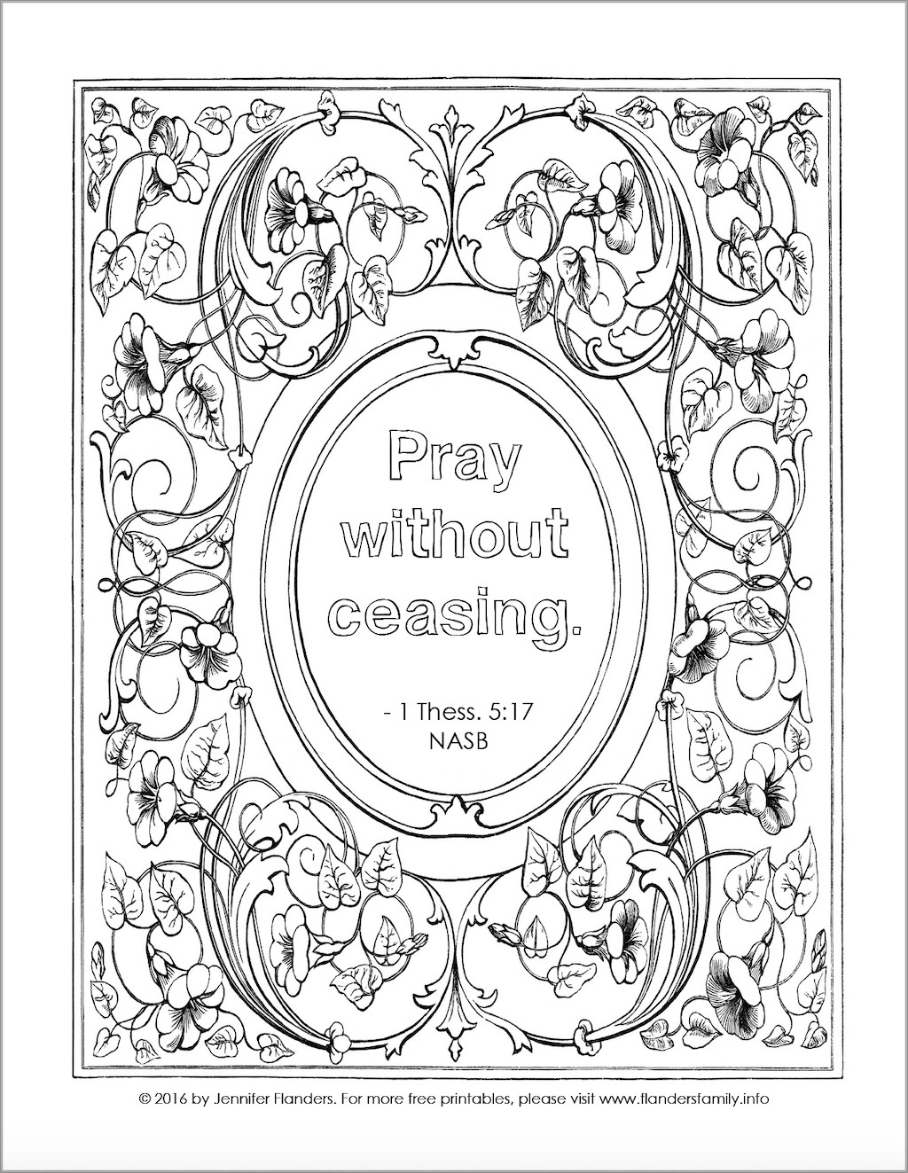 Pray Without Ceasing Coloring Page Flanders Family Home Life