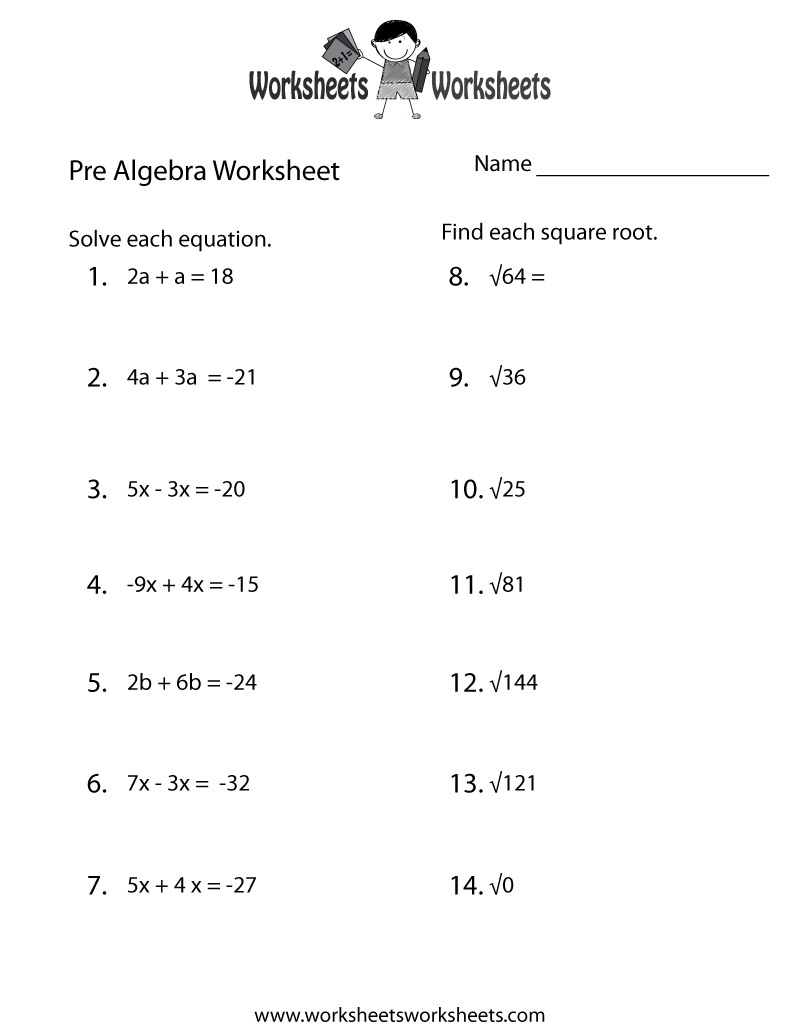 Pre Algebra Practice Worksheet Worksheets Worksheets 