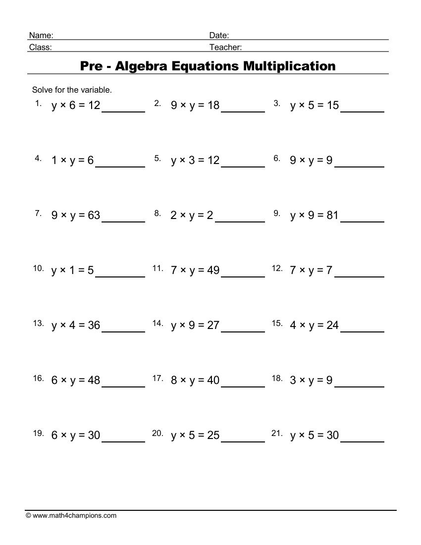 Pre Algebra Worksheets Worksheets Library