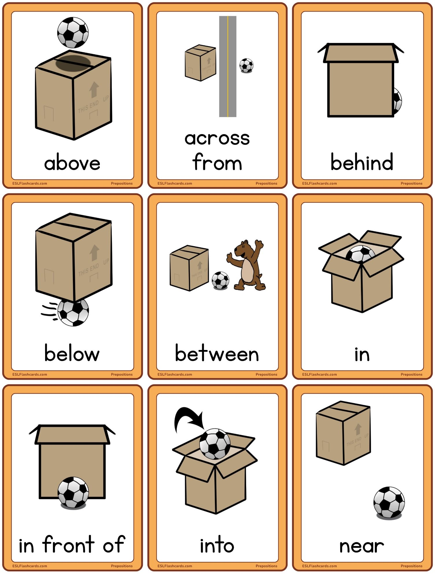 Prepositions ESL Flashcards