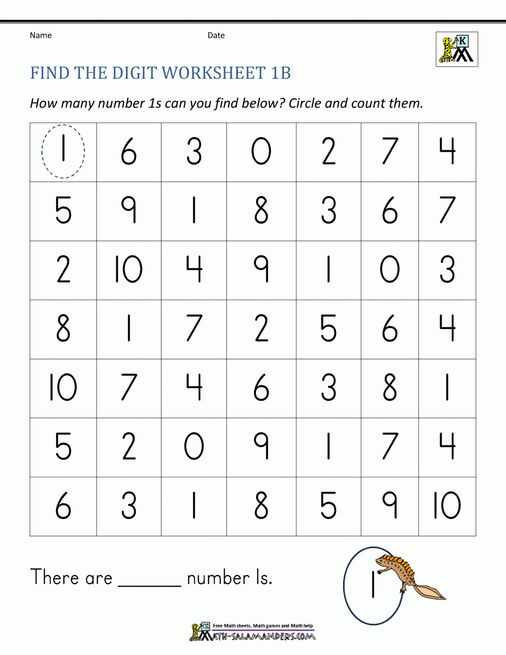 Preschool Number Worksheets 1 10