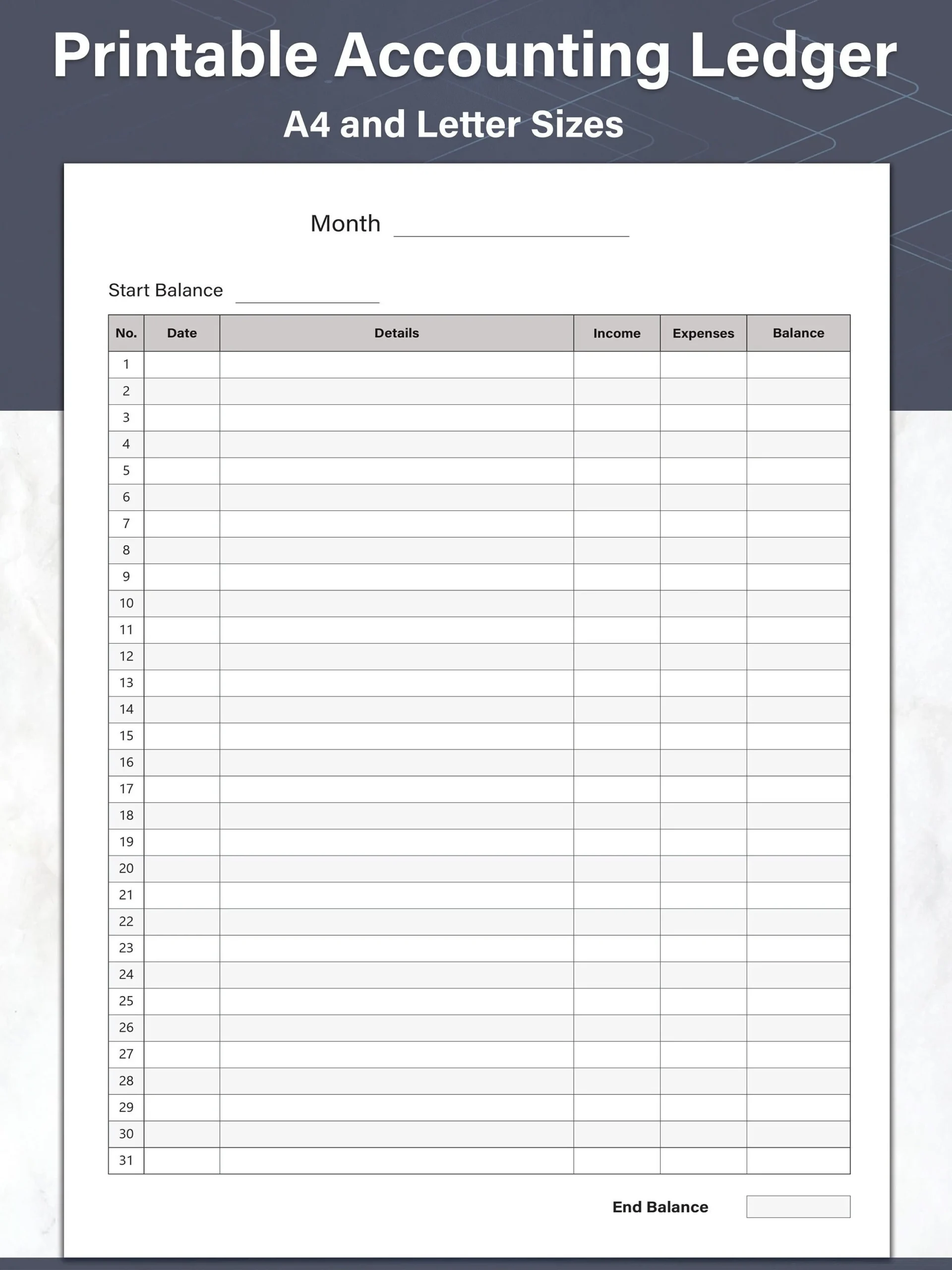 Printable Accounting Ledger Money Tracker And General Ledger 