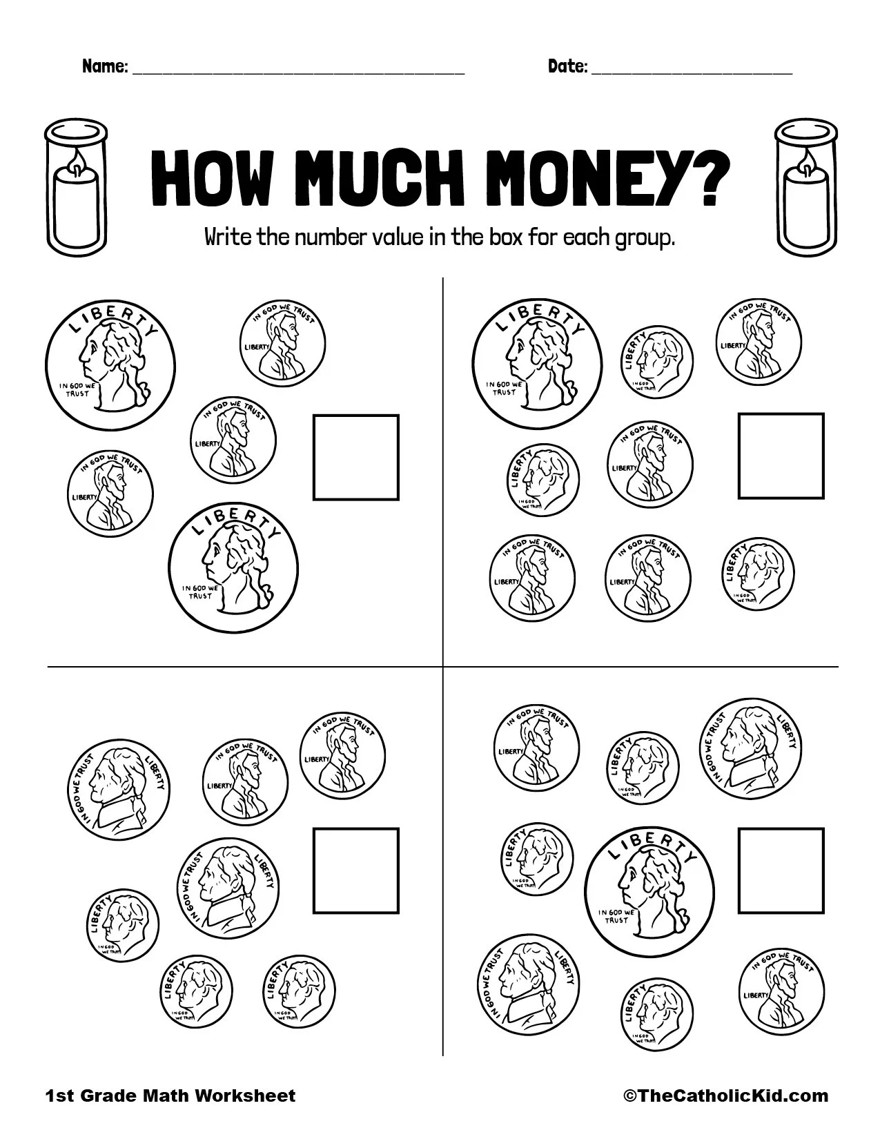Money Worksheets Printable 1st Grade