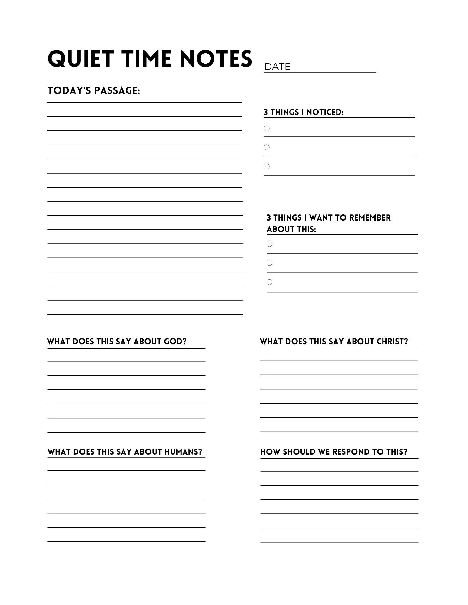 Free Printable Bible Study Template